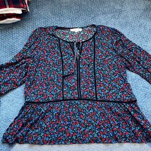 Loft peplum top with velvet trim